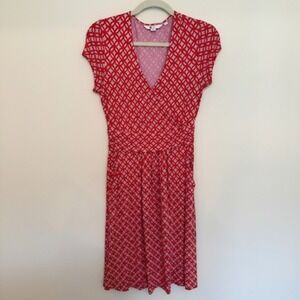Boden Geometric Jersey Dress Pockets Cap Sleeve  US Size 4R